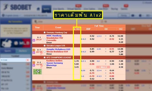 ราคาบอล A1X2